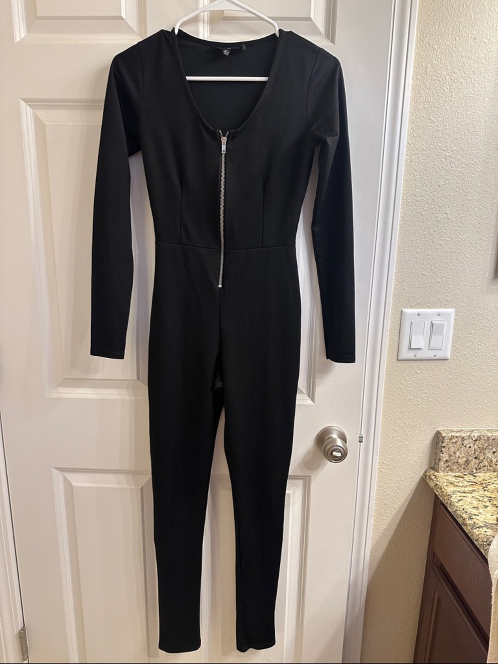 Missguided Black Long-Sleeve Zip Jumpsuit